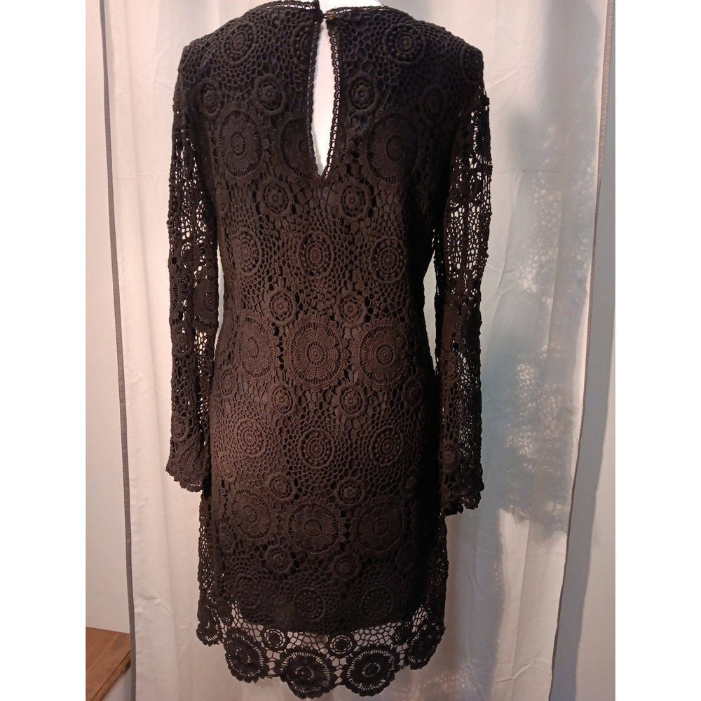 Zara Crochet Mini Dress Floral Black Retro Y2k - Picture 5 of 13